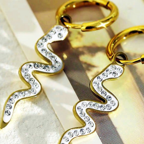 FANG Zirconia Serpent Drop Earrings - Picture 7 of 8